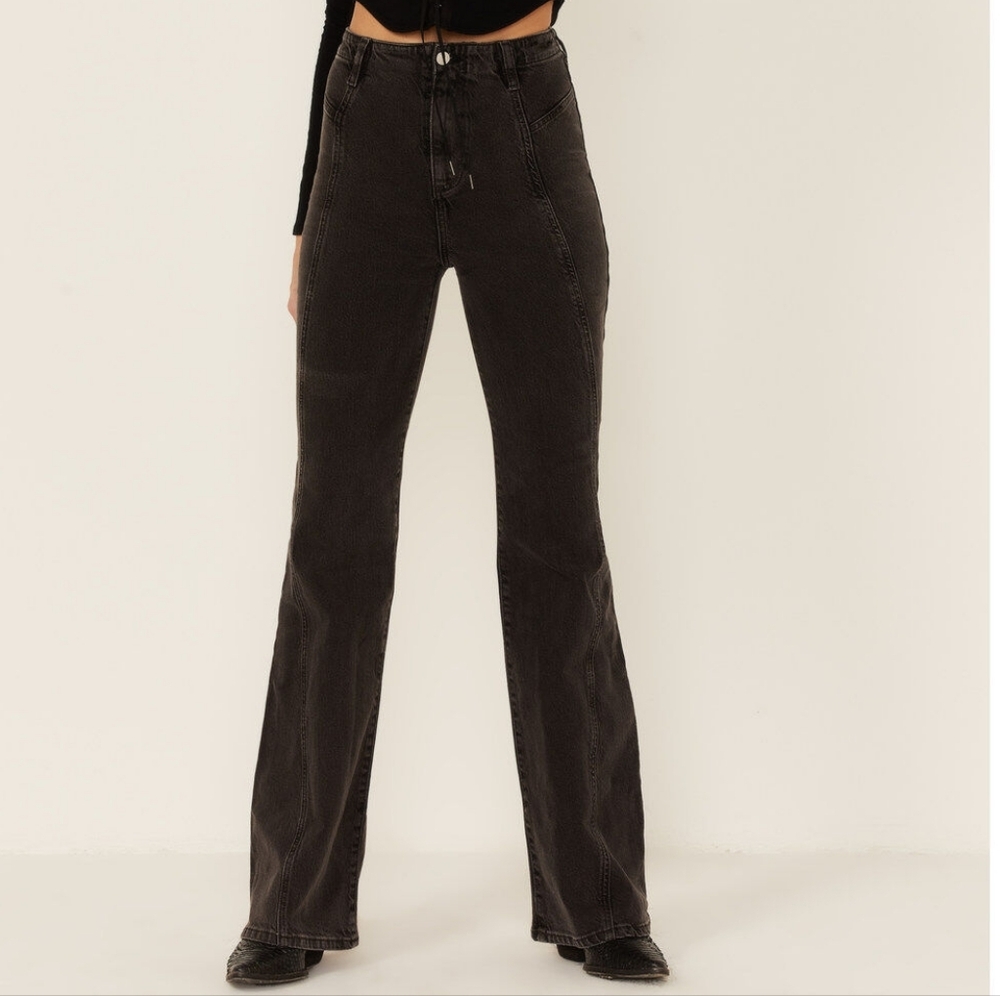We The Free Florence Flare Jeans Black Coal Size 30 High Rise